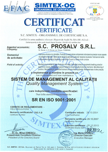 Certificat ISO SIMTEX-OC
